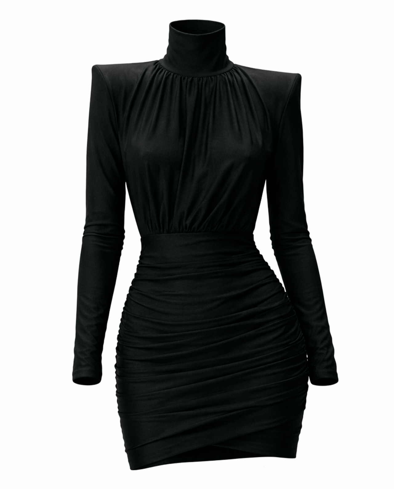 Cloud Wear KARA Sukienka Mini z Drapowaną Górą i Poduszkami w Ramionach