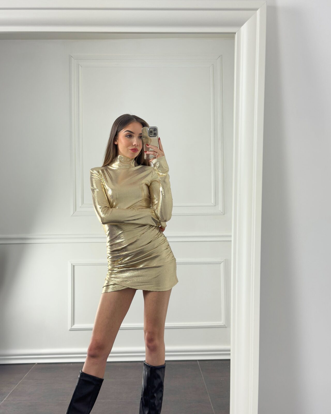 Cloud Wear LUCY Połyskująca Sukienka Mini z Marszczeniem